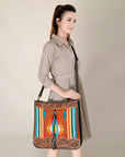 OHLAY OHA115 HOBO Hand Tooled Upcycled Wool  Genuine Leather women bag western handbag purse