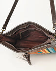 OHLAY OHA115 HOBO Hand Tooled Upcycled Wool  Genuine Leather women bag western handbag purse