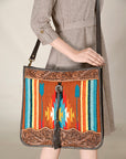 OHLAY OHA115 HOBO Hand Tooled Upcycled Wool  Genuine Leather women bag western handbag purse