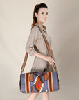 OHLAY OHA125 DUFFEL Hand Tooled Upcycled Wool Genuine Leather women bag western handbag purse