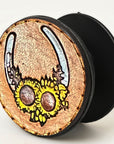 American Darling Hand Tooled Painted Pop Phone Grip Stand Holder Tan