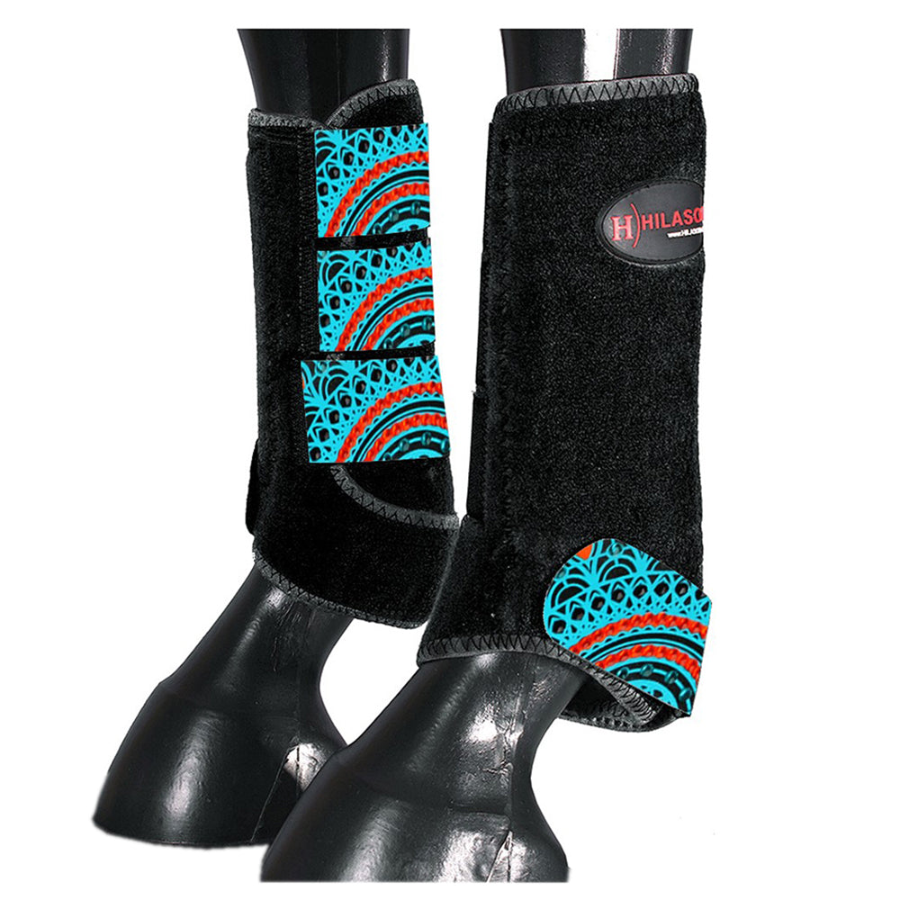 HILASON L M S Horse Rear Hind Leg Sport Boots Printed Hind Rear Leg Boots