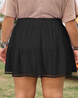Plus Size Boho Frilled Elastic Waist Shorts
