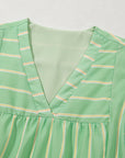 Stripe V-Neck Frilled Mini Dress