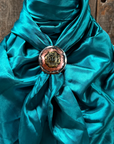 35X35" Solid Teal Wild Rag / Scarf WRS5 - Western Concho Wild Rag Slides - Assorted