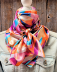 35X35" Purple and Orange Floral Pattern Wild Rag / Scarf WR1035