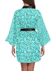 Mini Turquoise Horeshoe Women's Lounge Kimono Robe