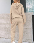 Solid Corduroy Lace Hoodie and Pants Set