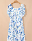 Plus Size Floral Sweetheart Neck Midi Dress