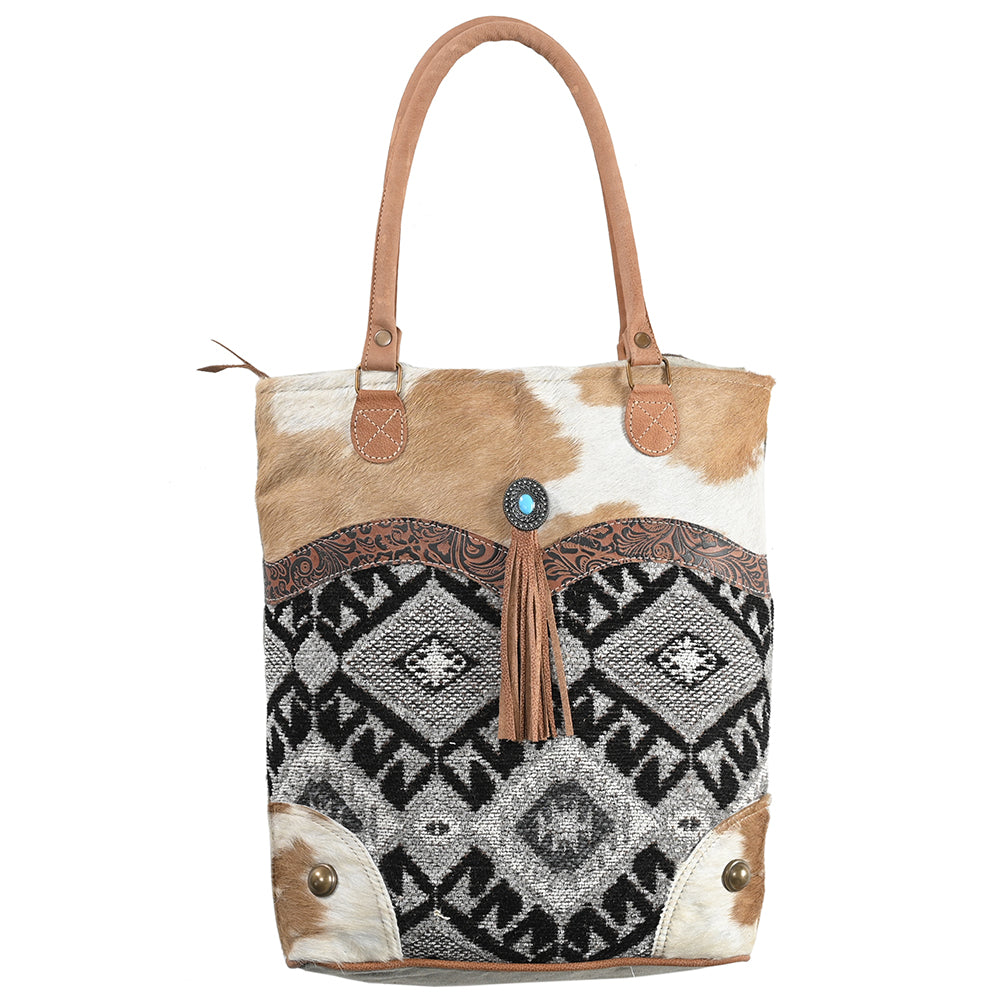 OHLAY OHV333 TOTE Upcycled Wool Upcycled Canvas Embossed Hair-on Genuine Leather women bag western handbag purse