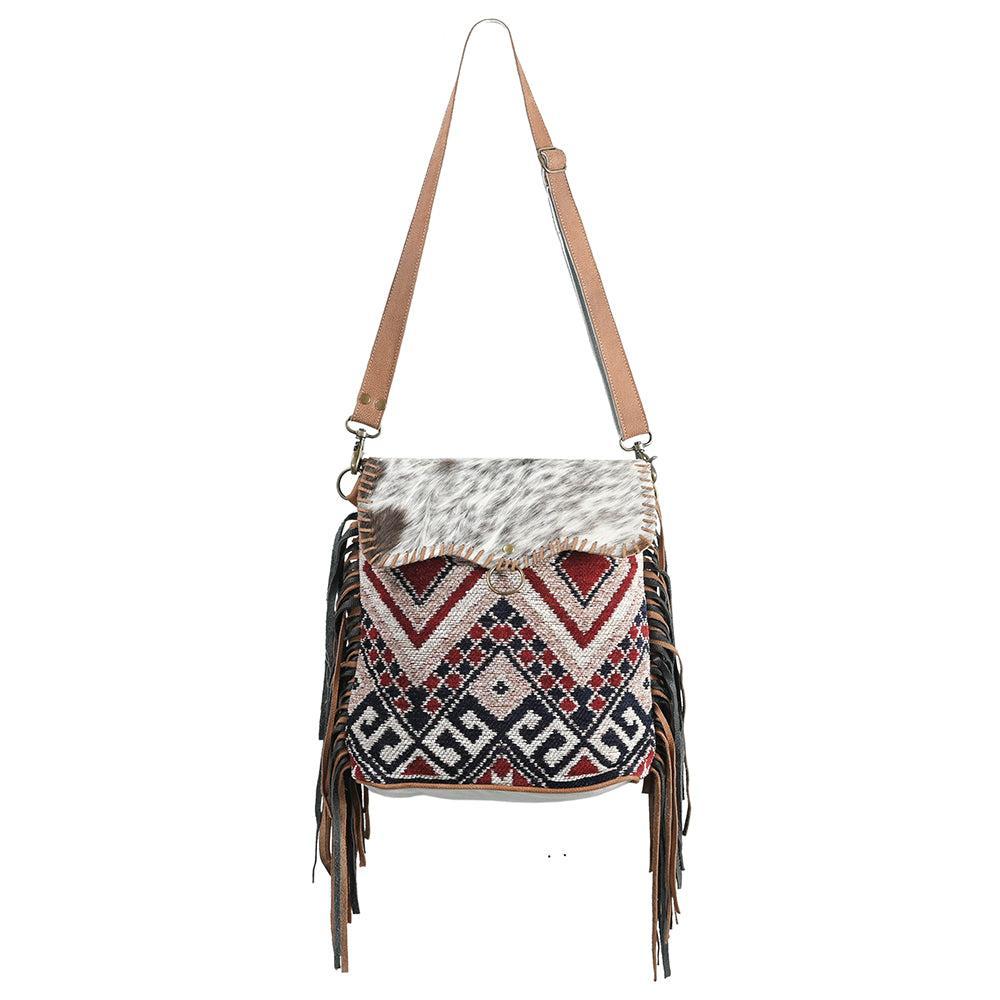OHLAY OHV338 Cross Body Upcycled Wool Upcycled Canvas Hair-On Genuine Leather women bag western handbag purse