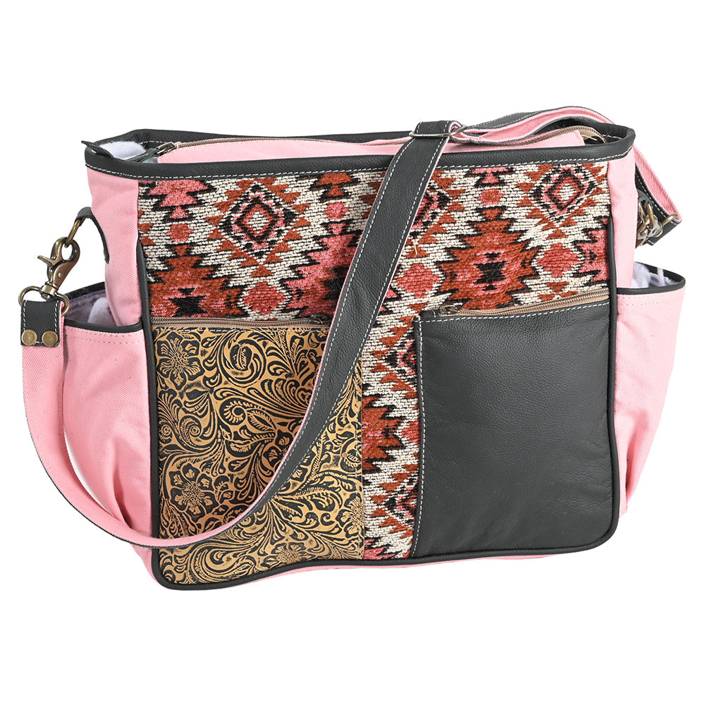 OHLAY OHV340 Cross Body Embossed Upcycled Wool Upcycled Canvas Genuine Leather women bag western handbag purse