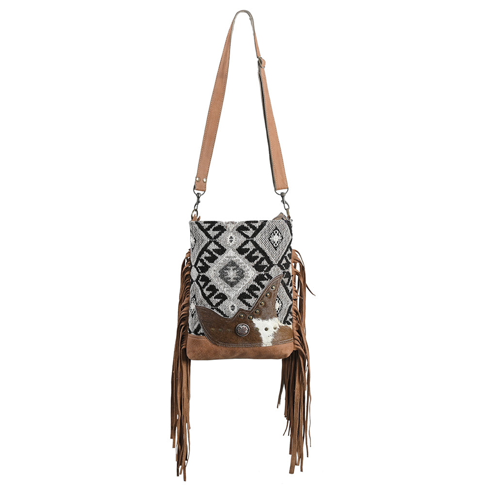 OHLAY OHV352 Cross Body Upcycled Wool Upcycled Canvas Hair-On Genuine Leather women bag western handbag purse