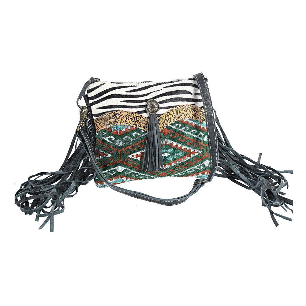 Ohlay Bags OHV355 Small Crossbody Upcycled Wool Embossed Hair-On Genuine Leather Women Bag Western Handbag Purse