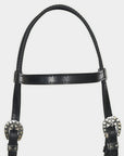 Hilason Western Horse Genuine Leather Headstall Bridle Engraved GS Concho Black
