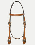 Hilason Western Horse Genuine Leather Headstall Bridle Engraved GS Concho Chestnut