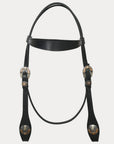 Hilason Western Horse Genuine Leather Headstall Bridle Engraved GS Concho Black