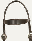 Hilason Western Horse Genuine Leather Headstall Bridle Engraved GS Concho Brown
