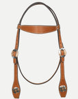 Hilason Western Horse Genuine Leather Headstall Bridle Engraved GS Concho Chestnut