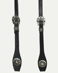 Hilason Horse Genuine Leather One Ear Headstall Bridle GS Concho Black