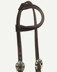 Hilason Western Horse Genuine Leather One Ear Headstall Bridle Engraved GS Concho Brown