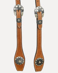 Hilason Western Horse Genuine Leather One Ear Headstall Bridle Engraved GS Concho Chestnut