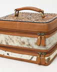 American Darling Jewelry Case Hand Tooled Hair On Genuine Leather Women Bag Western Handbag Purse |