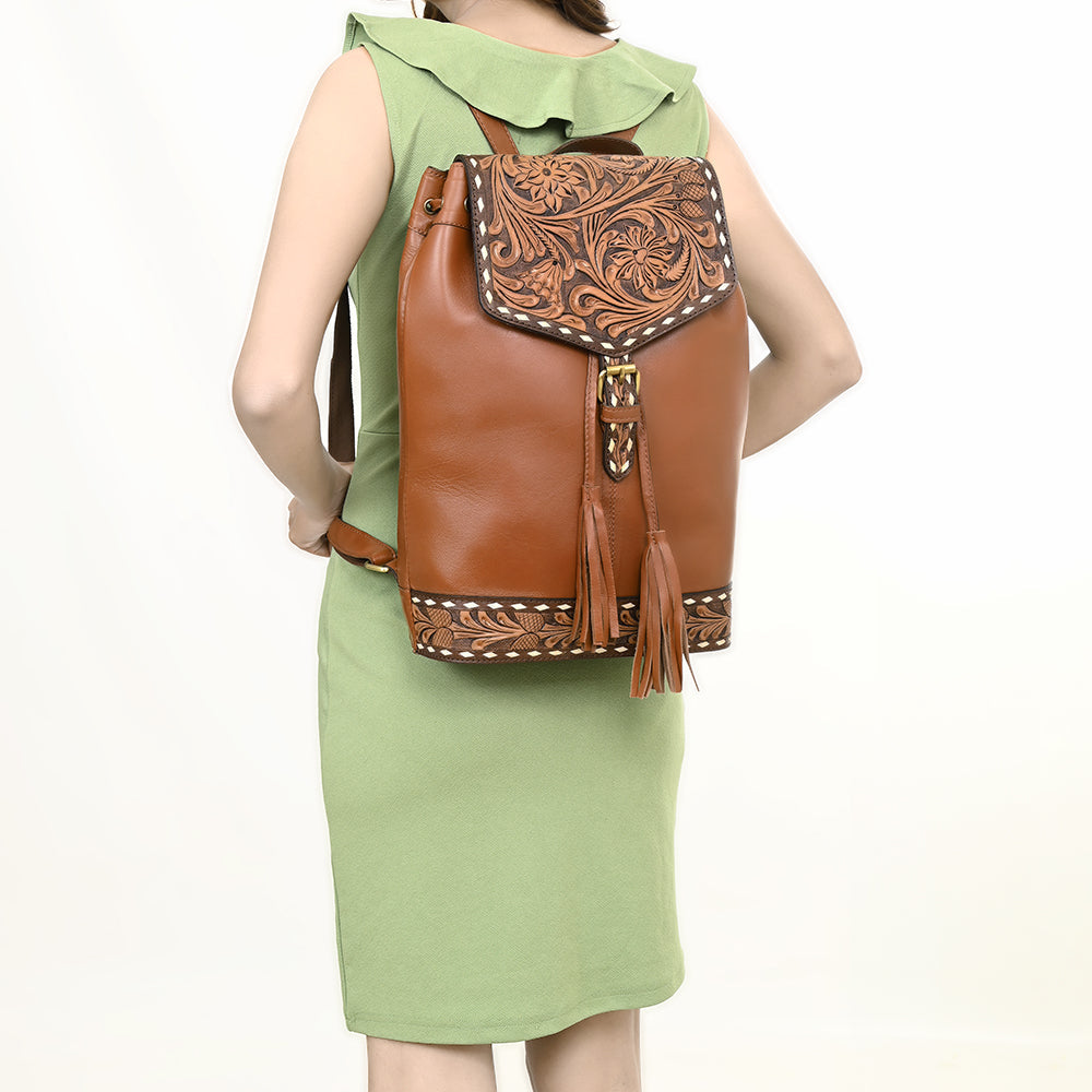OHA139 Ohlay Western Genuine Leather Hand Tooled Women Backpack Bags