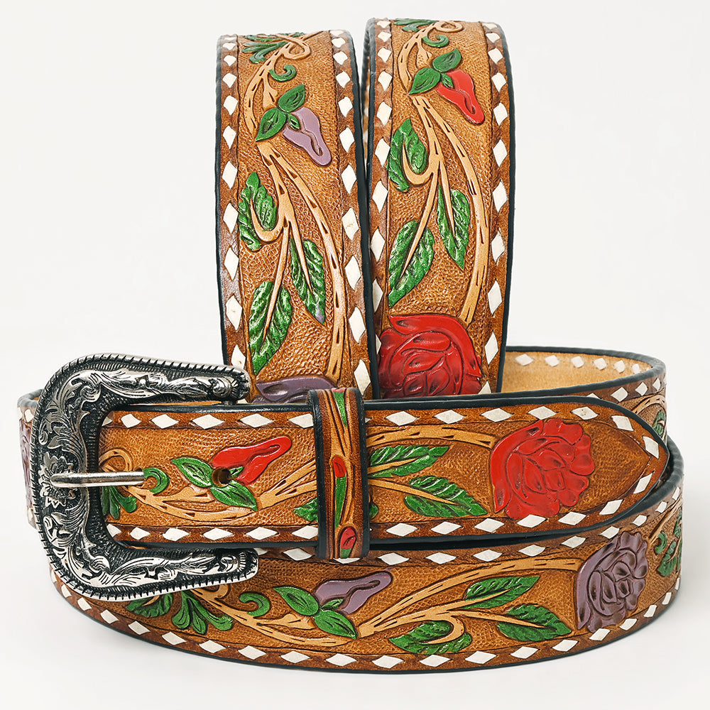 American Darling  Beautifully Hand Tooled Genuine American Leather Belt Men and  Women
