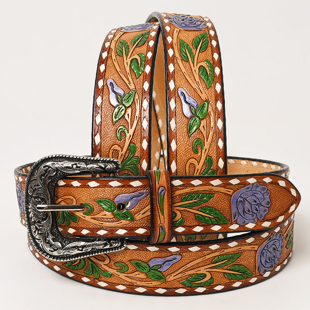 American Darling  Beautifully Hand Tooled Genuine American Leather Belt Men and  Women