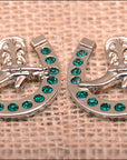 Western Screw Back Concho Emerald Horseshoe Boots Crystals Headstall Tack