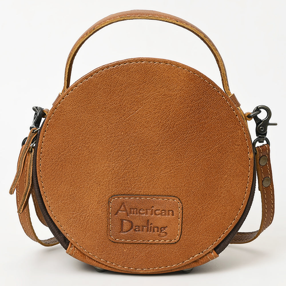 American Darling ADBG1458 Canteen Hand Tooled Hair On Genuine Leather women bag western handbag purse