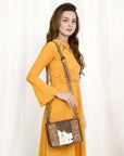 American Darling ADBG1460 Cross Body Hand Tooled Hair On Genuine Leather women bag western handbag purse