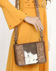 American Darling ADBG1460 Cross Body Hand Tooled Hair On Genuine Leather women bag western handbag purse