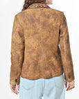 American Darling Women’s Premium Genuine Leather Blazer - Hand-Tooled Western Lapel Jacket, Vintage Brown Cowgirl Coat
