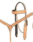 HILASON Western Horse Genuine American Leather Headstall & Breast Collar Set Tan