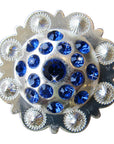 Western Screw Back Concho Sapphire Berry Crystals Headstall Tack Cowgirl