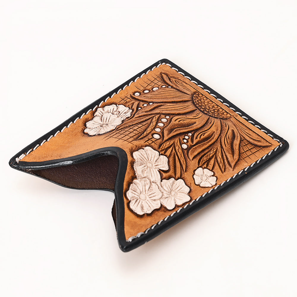 American Darling Floral Women &amp; Men Hand Carved Genuine Leather Card Holder