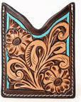 American Darling Floral Women & Men Hand Carved Genuine Leather Card Holder
