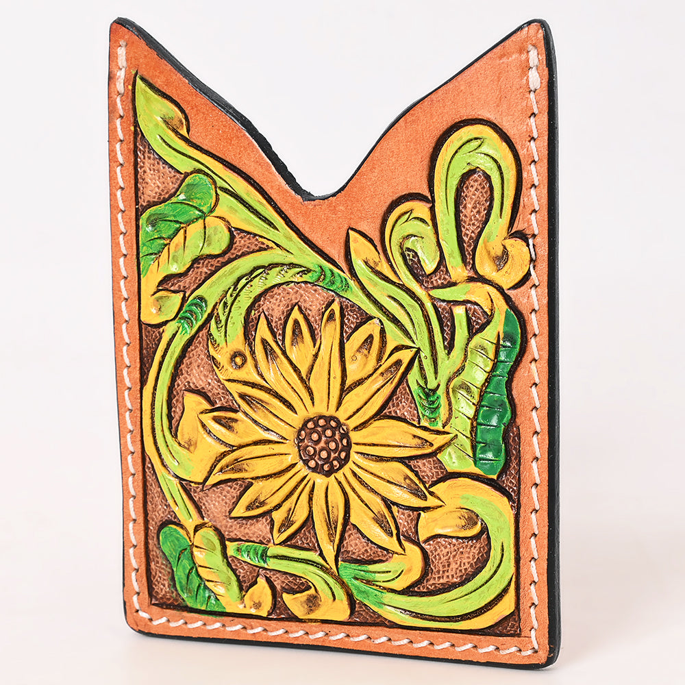 American Darling Floral Women &amp; Men Hand Carved Genuine Leather Card Holder