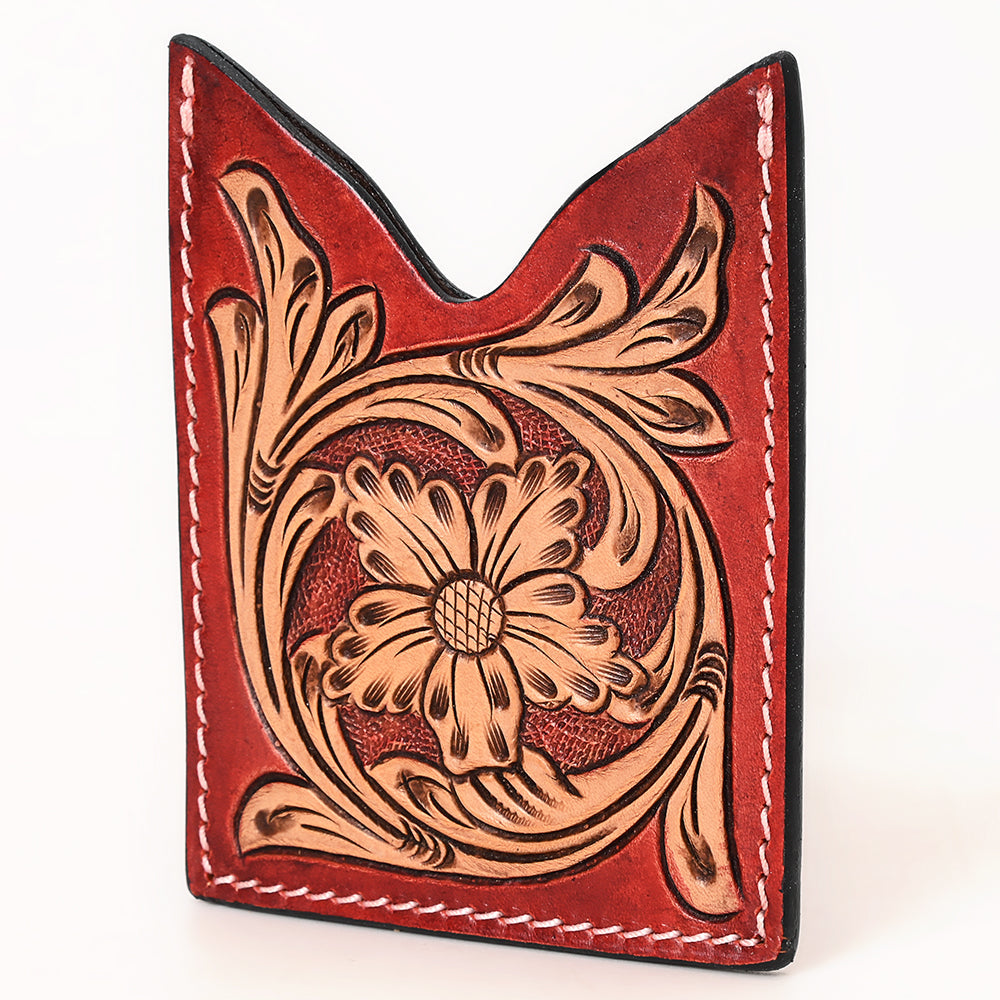 American Darling Floral Women &amp; Men Hand Carved Genuine Leather Card Holder