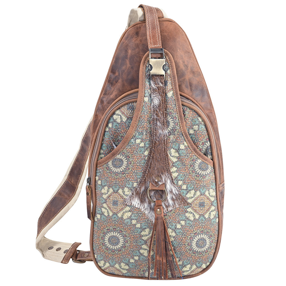 OHLAY OHV393 Backpack Upcycled Canvas Hair-On Genuine Leather women bag western handbag
