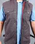 HILASON Outerwear Men's Vest Lightweight Waterproof Oilskin Jacket Sleeveless Brown