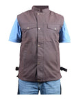 HILASON Outerwear Men's Vest Lightweight Waterproof Oilskin Jacket Sleeveless Brown