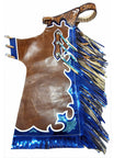 Hilason Bull Riding Genuine Leather Rodeo Chaps Brown