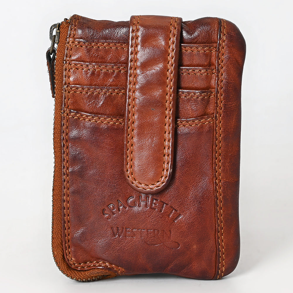 Spaghetti Western Swc436Cg Coin Purse Vintage Handmade Drum Dyed Genuine European Cowhide Leather Women Bag Western Handbag Purse
