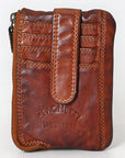 Spaghetti Western Swc436Cg Coin Purse Vintage Handmade Drum Dyed Genuine European Cowhide Leather Women Bag Western Handbag Purse