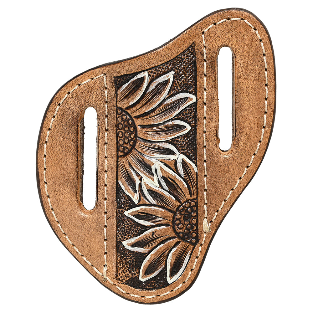 Hilason Leather Angled Knife Scabbard Sheath Cover Floral Tooled