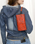 American Darling Clutch Hand Tooled Genuine Leather women bag western handbag purse