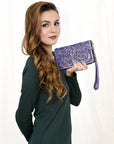 American Darling Clutch Hand Tooled Genuine Leather women bag western handbag purse